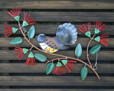 Fantail on Pohutakawa Branch