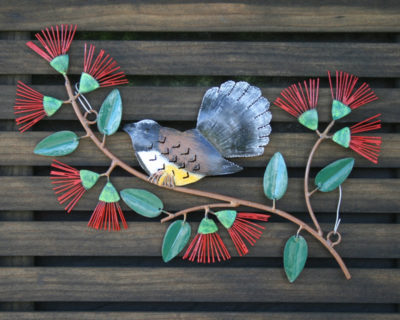 Fantail On Pohutakawa Branch